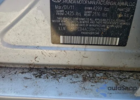 2011 Hyundai Sonata Gls из США, поврежденный, VIN 5NPEB4AC0BH257181